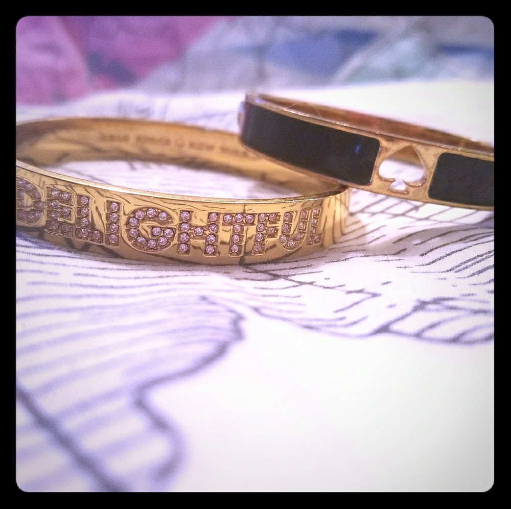 Kate Spade Black Gold Crystal Bangle Bracelets